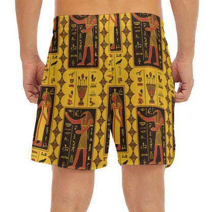 Ancient Egypt Pattern Print Men's Split Running Shorts