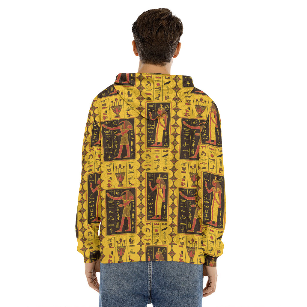 Ancient Egypt Pattern Print Men's Velvet Pullover Hoodie