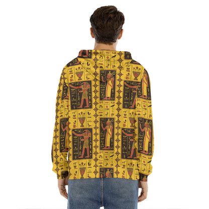 Ancient Egypt Pattern Print Men's Velvet Pullover Hoodie