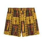 Ancient Egypt Pattern Print Mesh Shorts