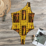 Ancient Egypt Pattern Print One Shoulder Bodysuit
