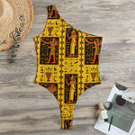 Ancient Egypt Pattern Print One Shoulder Bodysuit