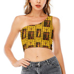 Ancient Egypt Pattern Print One Shoulder Crop Top