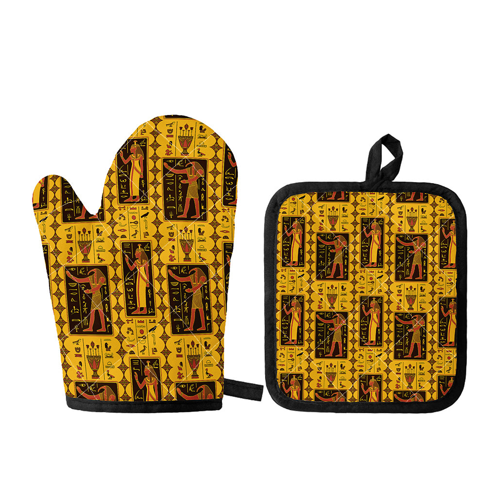Ancient Egypt Pattern Print Oven Mitt And Pot Holder Set