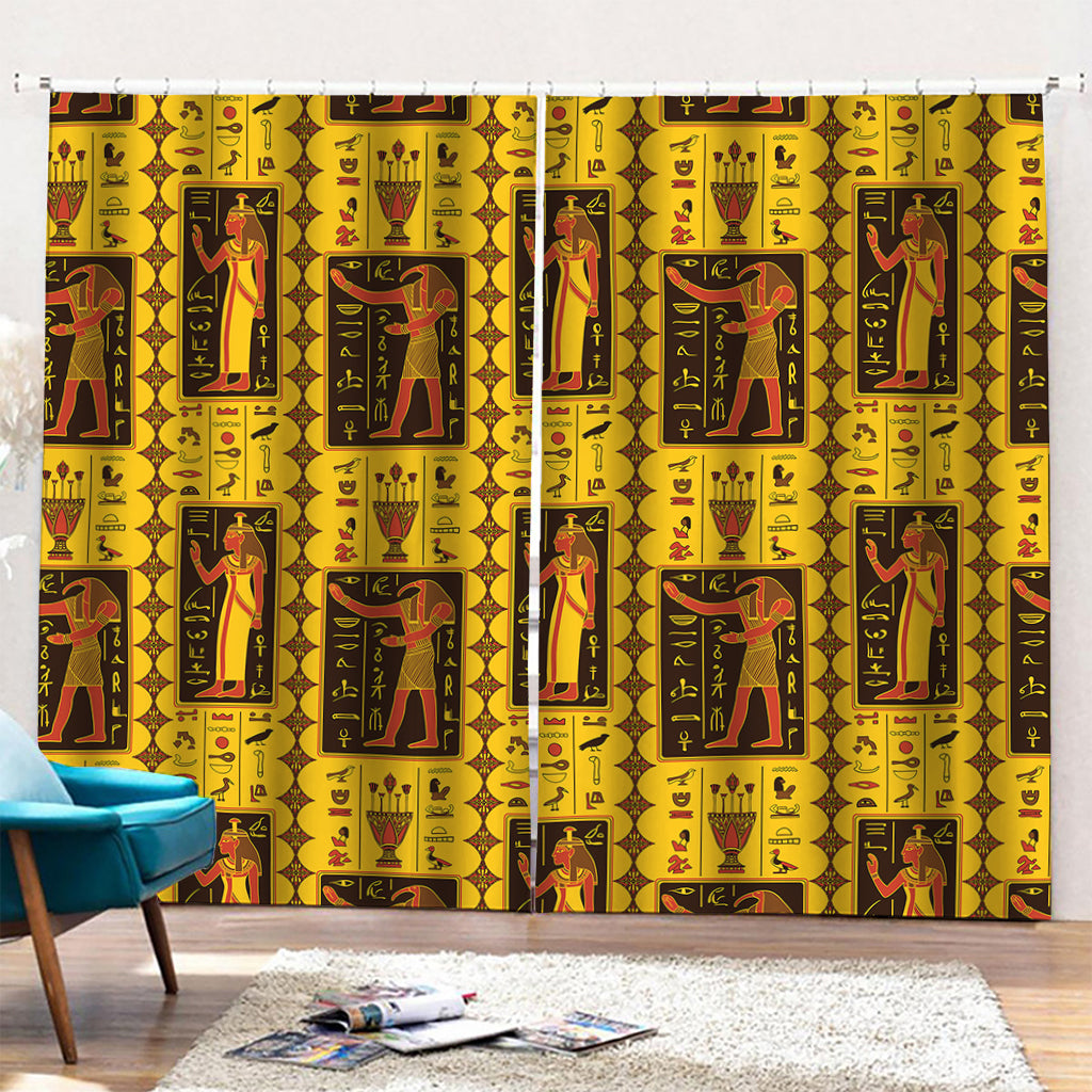 Ancient Egypt Pattern Print Pencil Pleat Curtains