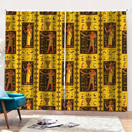 Ancient Egypt Pattern Print Pencil Pleat Curtains