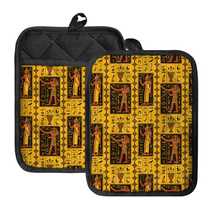 Ancient Egypt Pattern Print Pot Holders With Pocket