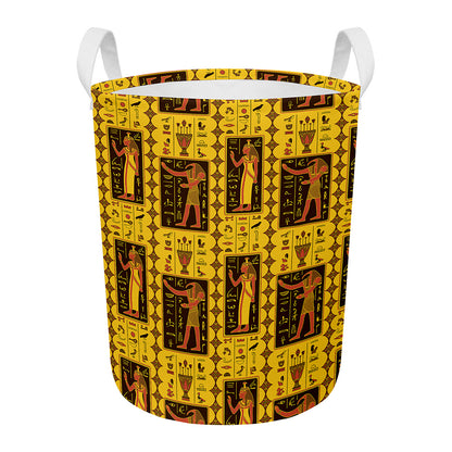 Ancient Egypt Pattern Print Round Laundry Basket