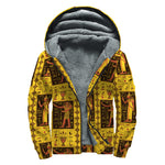 Ancient Egypt Pattern Print Sherpa Lined Zip Up Hoodie