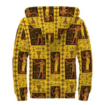 Ancient Egypt Pattern Print Sherpa Lined Zip Up Hoodie