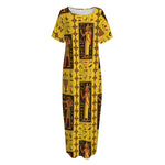 Ancient Egypt Pattern Print Short Sleeve Long Nightdress