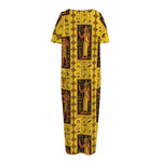 Ancient Egypt Pattern Print Short Sleeve Long Nightdress