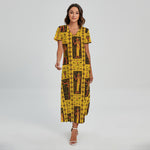 Ancient Egypt Pattern Print Short Sleeve Maxi Dress