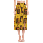 Ancient Egypt Pattern Print Side Slit Midi Skirt