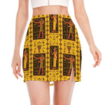 Ancient Egypt Pattern Print Side Slit Mini Skirt