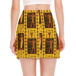 Ancient Egypt Pattern Print Side Slit Mini Skirt