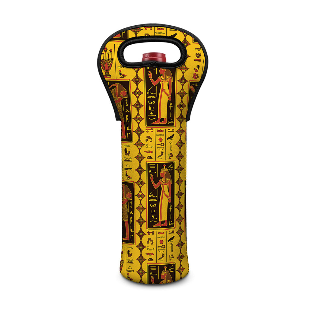 Ancient Egypt Pattern Print Single Neoprene Wine Tote