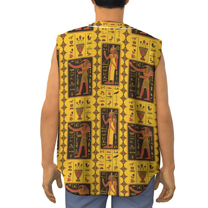 Ancient Egypt Pattern Print Sleeveless Baseball Jersey