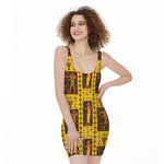 Ancient Egypt Pattern Print Sleeveless Bodycon Dress