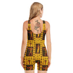 Ancient Egypt Pattern Print Sleeveless One Piece Swimsuit