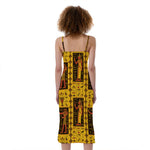 Ancient Egypt Pattern Print Slim Fit Midi Cami Dress