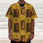 Ancient Egypt Pattern Print Textured Short Sleeve Shirt