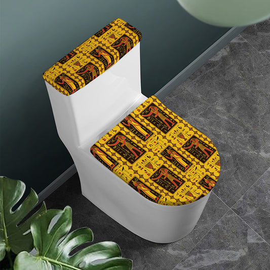 Ancient Egypt Pattern Print Toilet Lid And Tank Cover Set