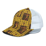 Ancient Egypt Pattern Print White Mesh Trucker Cap
