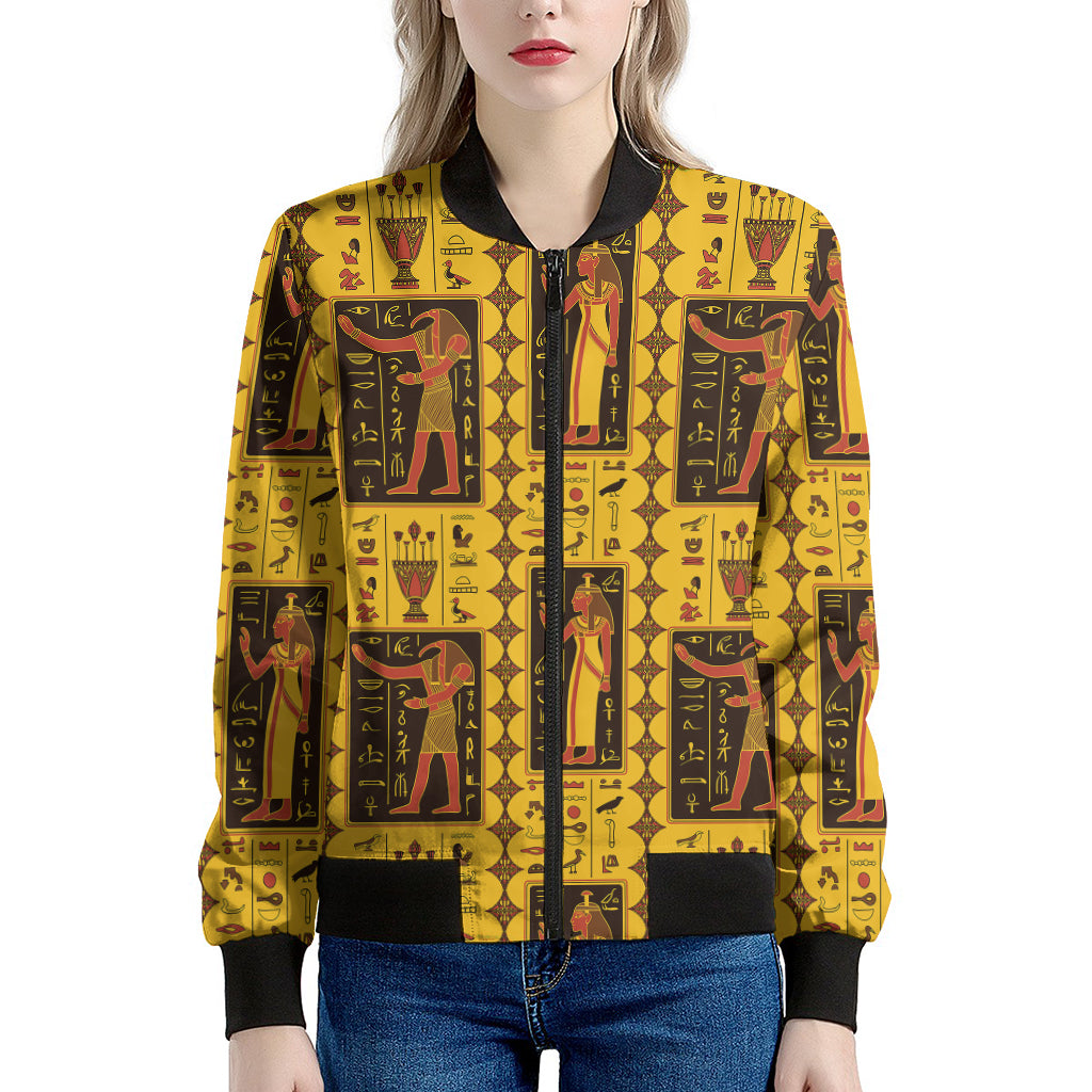 Ancient Egypt Pattern Print Women's Bomber Jacket
