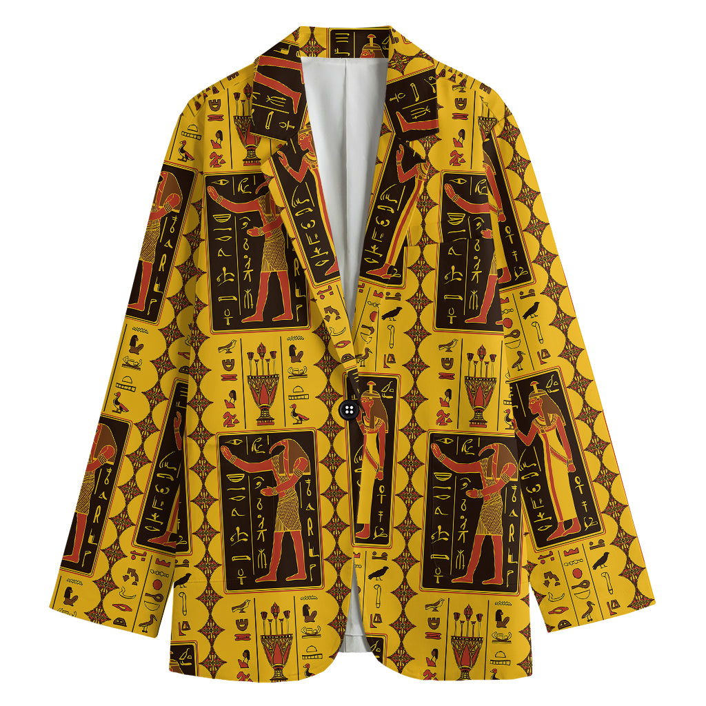 Ancient Egypt Pattern Print Women's Cotton Blazer