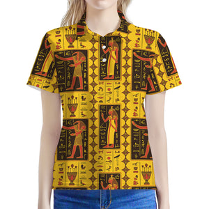 Ancient Egypt Pattern Print Women's Polo Shirt