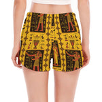 Ancient Egypt Pattern Print Women's Split Running Shorts