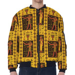 Ancient Egypt Pattern Print Zip Sleeve Bomber Jacket