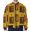 Ancient Egypt Pattern Print Zip Sleeve Bomber Jacket