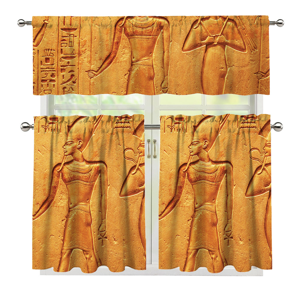 Ancient Egyptian Gods Print 3 Piece Kitchen Curtains