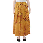 Ancient Egyptian Gods Print Chiffon Maxi Skirt