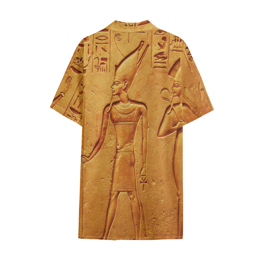 Ancient Egyptian Gods Print Cotton Hawaiian Shirt