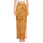 Ancient Egyptian Gods Print High Slit Maxi Skirt