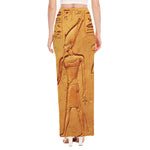 Ancient Egyptian Gods Print High Slit Maxi Skirt