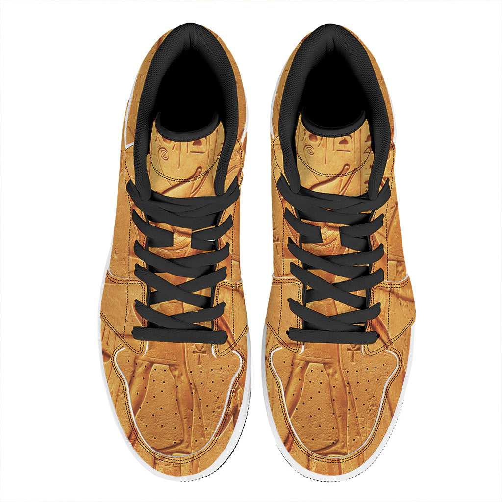 Ancient Egyptian Gods Print High Top Leather Sneakers