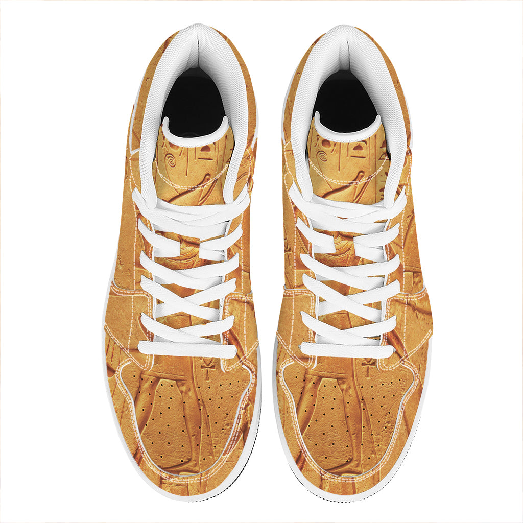 Ancient Egyptian Gods Print High Top Leather Sneakers