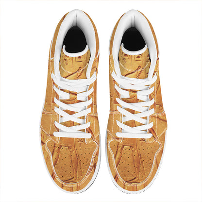 Ancient Egyptian Gods Print High Top Leather Sneakers