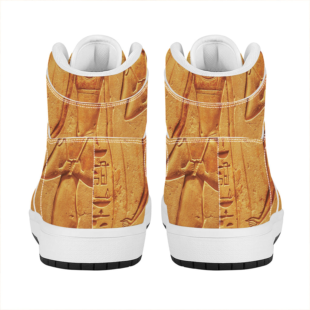 Ancient Egyptian Gods Print High Top Leather Sneakers