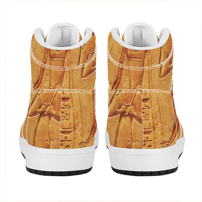 Ancient Egyptian Gods Print High Top Leather Sneakers