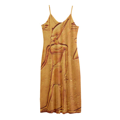 Ancient Egyptian Gods Print Jersey Midi Cami Dress