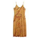 Ancient Egyptian Gods Print Jersey Midi Cami Dress