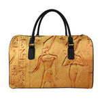 Ancient Egyptian Gods Print Leather Duffle Bag