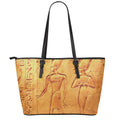 Ancient Egyptian Gods Print Leather Tote Bag With Zipper