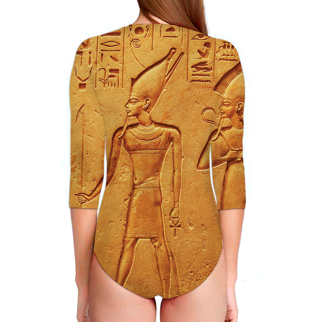 Ancient Egyptian Gods Print Long Sleeve Swimsuit