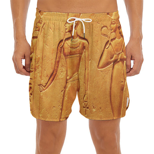 Ancient Egyptian Gods Print Men's Split Running Shorts